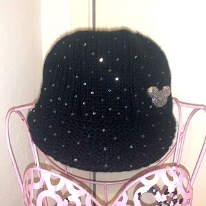 Adult Walt Disney World Black/Silver Sequin Knit Cap Hat